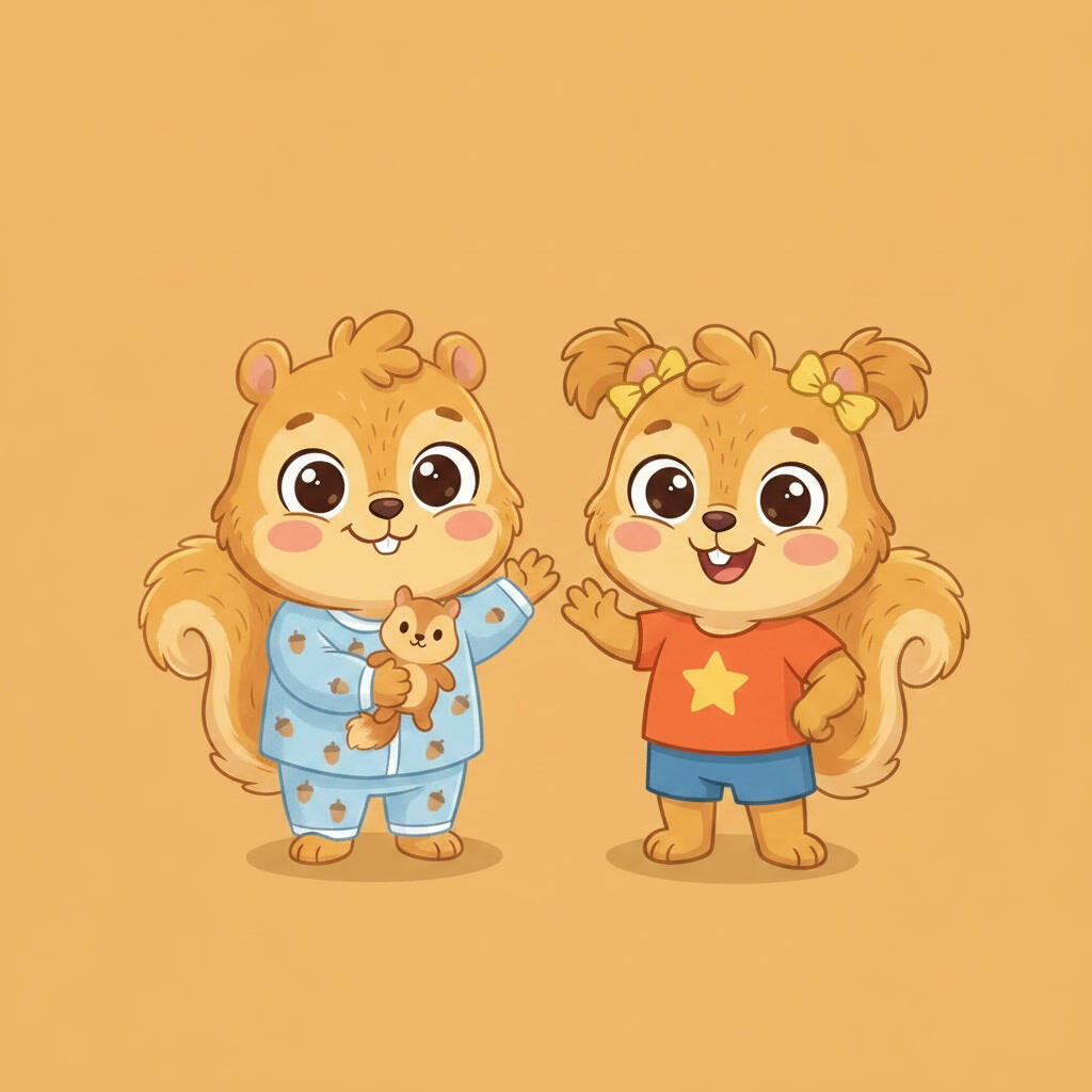 Teo y Lumi, dos ardillas hermanas del pueblo de Robledal.